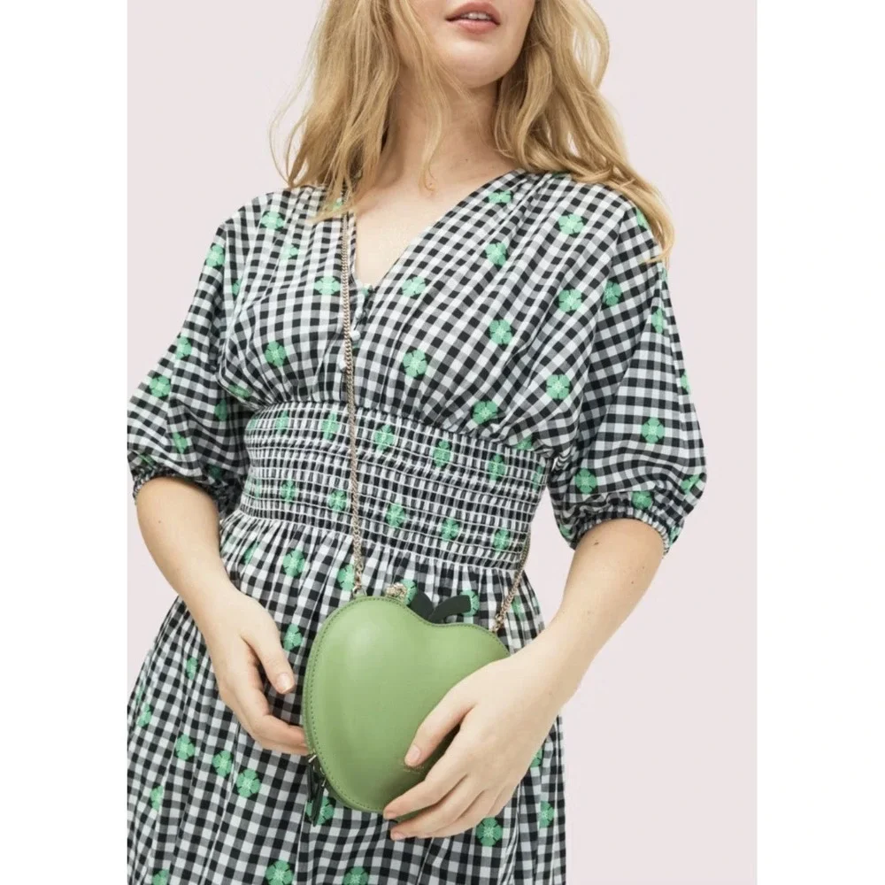 Kate Spade Womens‎ Dress Size Small Gingham Smocked Voile Empire Waist Midi